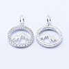 Eco-Friendly Brass Micro Pave Cubic Zirconia Pendants X-KK-P133-12P-NR-2