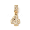 Brass Clear Cubic Zirconia European Dangle Charms KK-R003-01G-04-2