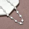 304 Stainless Steel Textured Flower Link Chain Necklaces NJEW-Z084-01P-3