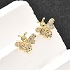 Bees Brass Micro Pave Clear Cubic Zirconia Stud Earrings EJEW-A135-08G-2