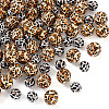 100Pcs 2 Patterns Printed Natural Wooden Beads WOOD-BY0001-01-4