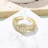 Brass Micro Pave Clear Cubic Zirconia Open Cuff Rings RJEW-G336-02G-2