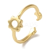 Flower Rack Plating Brass Open Cuff Finger Rings for Women RJEW-L123-101G-1