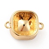 Square Brass Cubic Zirconia Connector Charms KK-G419-03G-4