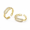 Ion Plating(IP) 304 Stainless Steel Cubic Zirconia Cuff Ring for Women RJEW-C060-05G-4