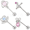 4 Pairs 4 Styles Brass Pave Cubic Zirconia Cartilage Earrings AJEW-BBC0002-50-1