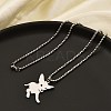 201 Stainless Steel Laser Cut Puppy Dog Pendant Box Chain Necklaces for Women Men NJEW-Q004-01P-2