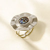 304 Stainless Steel with Natural Shell Cuff Open Rings for Women YV4206-2-1
