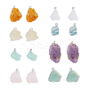 16Pcs Raw Rough Natural Fluorite & Green Aventurine & Green Fluorite & Rose Quartz & Amethyst & Ferruginous Quartz & Citrine & Quartz Crystal Pendants G-HS0001-08-1