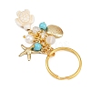 4Pcs 4 Colors Ocean Series Natural White Jade & Lapis Lazuli & Green Aventurine & Synthetic Turquoise & 304 Stainless Steel Starfish Shell Shape Turtle Keychain KEYC-JKC01388-5