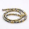 Half Plated Faceted Rondelle Glass Beads Strands GLAA-A024B-HP03-2
