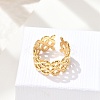 Flower 304 Stainless Stee Open Cuff Rings for Women RJEW-Q006-03E-G-5