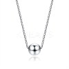 Round Ball Rhodium Plated 925 Sterling Silver Pendant Necklaces for Women NJEW-BB72244-7