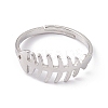 Non-Tarnish 201 Stainless Steel Fishbone Adjustable Ring for Women RJEW-K238-12P-1