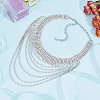 1Pc Brass Rhinestone Cup Chains Multi Layered Necklace NJEW-FG0001-12-4