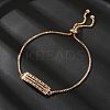 Rectangle Brass Micro Pave Cubic Zirconia Link Slider Bracelets KK-R217-52G-1