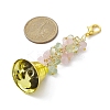 Natural Quartz Crystal & Prehnite Chips & Alloy Bowknot Kcychain HJEW-JM01313-01-2