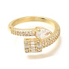 Rack Plating Brass Micro Pave Cubic Zirconia Open Cuff Rings for Women RJEW-M022-32G-2