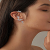 2Pcs 2 Styles Leaf Alloy Rhinestone Cuff Earrings EJEW-LP0007-021P-2
