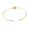 Rack Plating Brass Micro Pave Clear Cubic Zirconia Letter Open Cuff Bangles BJEW-A018-01G-M-3
