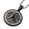 Retro Mandala 201 Stainless Steel Box Chain Constellation Pendant Necklaces for Women Men NJEW-M223-01D-1