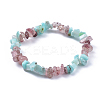 Natural Amazonite & Strawberry Quartz Chip Stretch Bracelets BJEW-JB04490-04-7