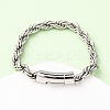 304 Stainless Steel Rope Chain Bracelets for Men Women BJEW-C124-03A-P-2