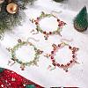 3Pcs 3 Colors Christmas Alloy Enamel Charm Bracelets BJEW-JB12077-1