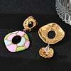 304 Stainless Steel Enamel Dangle Stud Earrings for Women EJEW-F353-01G-01-3