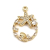 Summer Brass Micro Pave Clear Cubic Zirconia Sea Animal Connector Charms KK-C114-29B-G-1
