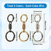 12Pcs 3 Colors Nordic Retro Zinc Alloy Double Spring Ring Clasps FIND-SC0012-87A-2