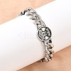 Stainless Steel Flat Round with Thor Hammer Mjolnir Link Bracelets BJEW-D379-07ASP-5