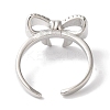 Bowknot Brass Micro Pave Clear Cubic Zirconia Open Cuff Rings for Women RJEW-C098-05P-3
