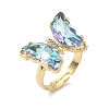 Adjustable Brass Glass Finger Rings RJEW-P148-A01-22-1