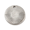 Non-Tarnish Textured Flat Round 304 Stainless Steel Pendants STAS-G218-06P-1