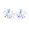 Transparent Electroplate Glass Bead Caps EGLA-N015-01B-3