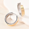 Two Tone 304 Stainless Steel Stripe Hoop Earrings EJEW-L307-03GP-2