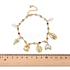 Bohemian Brass Glass Flat Round Link Chain Anklets LS-AJEW-Z046-09G-3