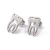 Non-Tarnish 304 Stainless Steel Tooth Shape Stud Earrings for Men Women EJEW-C044-01P-1