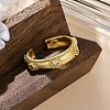 Brass Micro Pave Clear Cubic Zirconia Cuff Rings for Women RJEW-Q009-11G-4