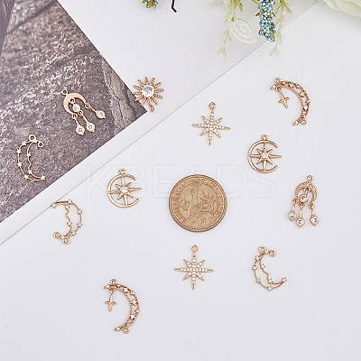 24Pcs 6 Styles Brass Micro Pave Cubic Zirconia Pendants KK-DC0002-84-1