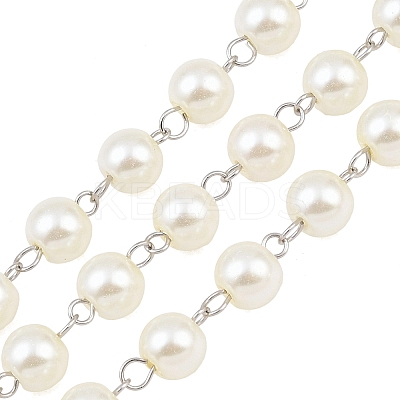 Handmade Glass Pearl Beaded Chains for Necklaces/Bracelets Making AJEW-PH00633-02-1