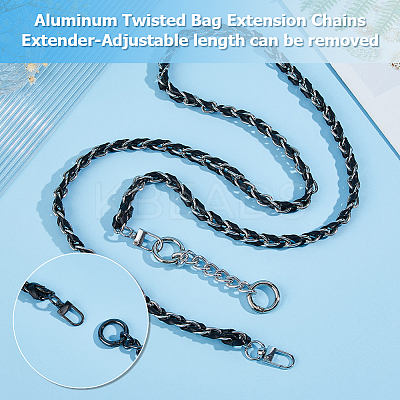 1Pc Black PU Leather Alloy Purse Chains FIND-HS0001-91B-1