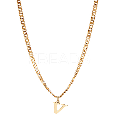 1Pc 304 Stainless Steel Letter Pendant Necklaces NJEW-LP0001-33V-G-1