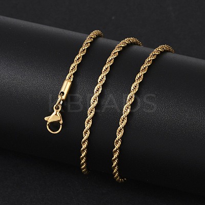 Unisex 304 Stainless Steel Rope Chain Necklaces X-STAS-D0002-33G-1
