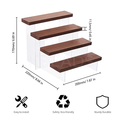 4-Tier Wood Acrylic Organizer Display Riser Rack ODIS-WH0070-13A-1