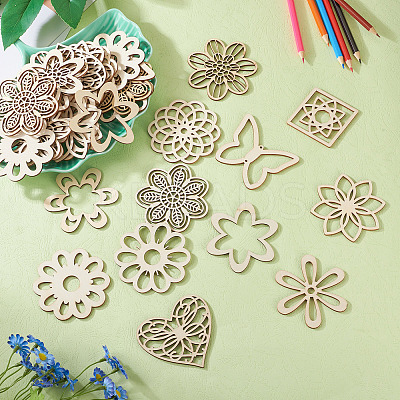 24pcs 12 Styles Unfinished Natural Poplar Wood Filigree Joiners Links WOOD-TA0001-81-1