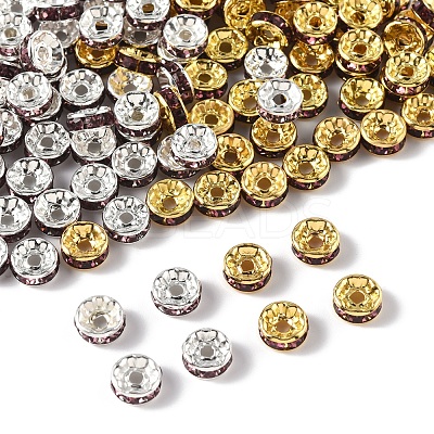 120Pcs 2 Colors Brass Rhinestone Spacer Beads RB-FS0001-05A-1