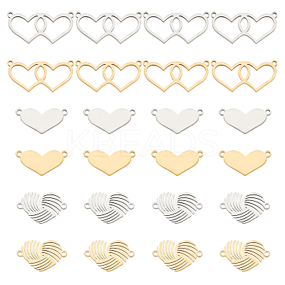 24Pcs 6 Styles 201 Stainless Steel Connector Charms STAS-DC0011-02-1