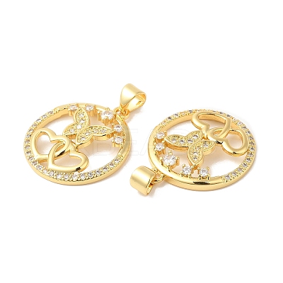 Brass Micro Pave Clear Cubic Zirconia Pendants ZIRC-L103-037G-1